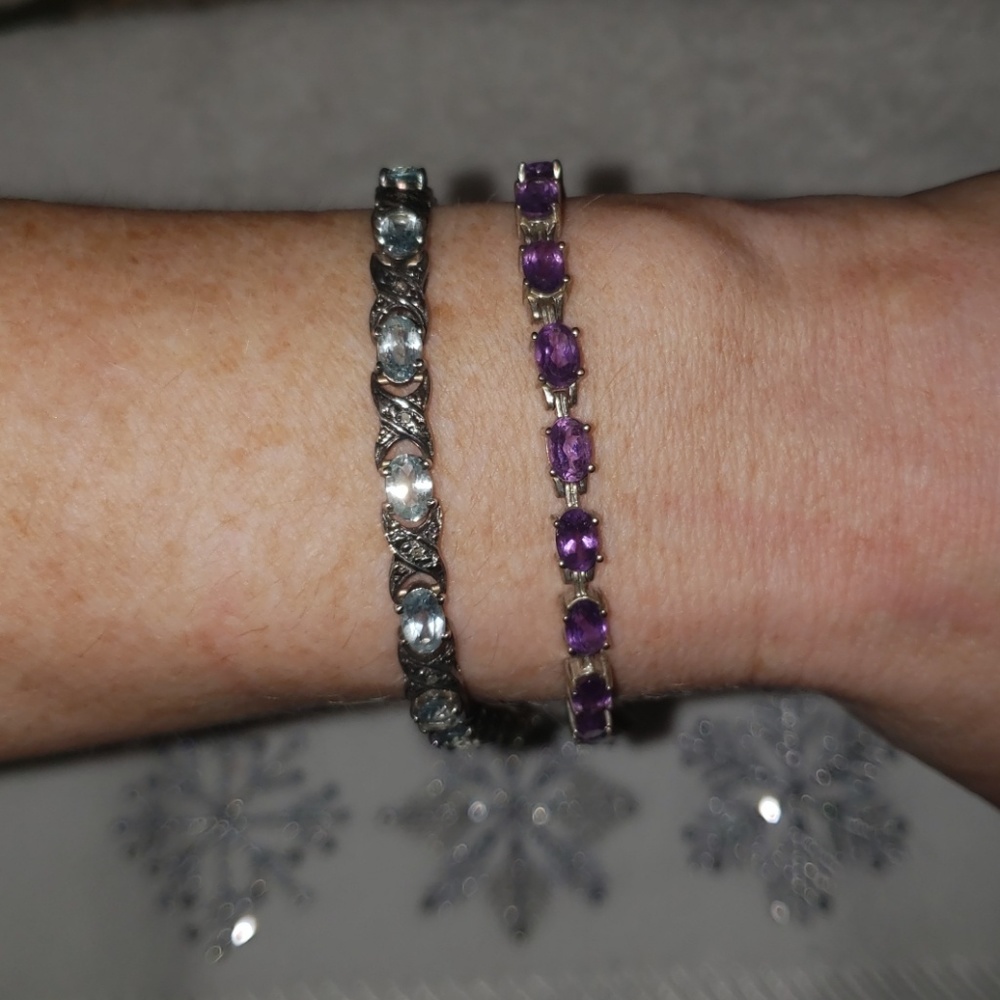 REAL Amethyst and Aquamarine Bracelets